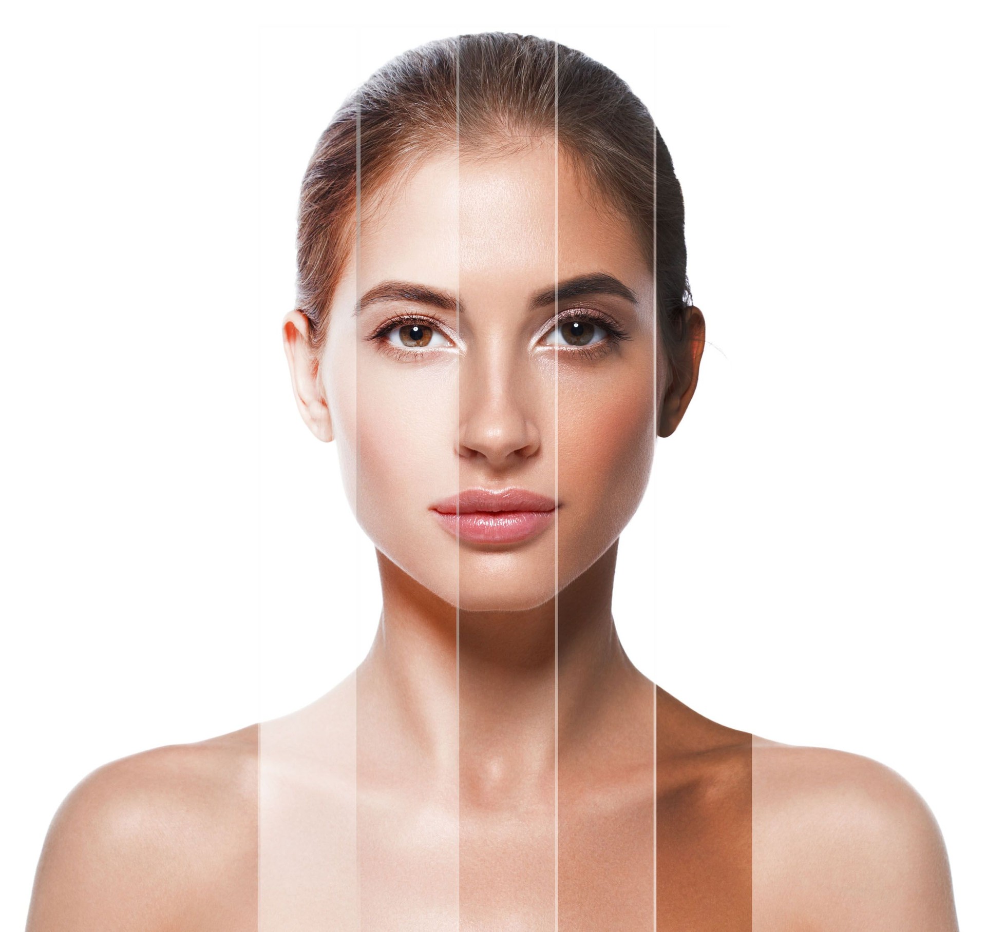 Portrait woman with different  skin tone colors. glutathione